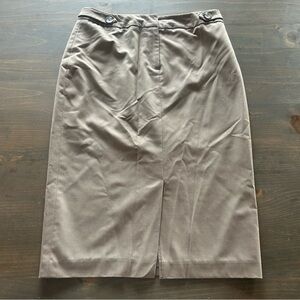 TRISTAN size 6 khaki pencil skirt with slit up the middle with silk lining